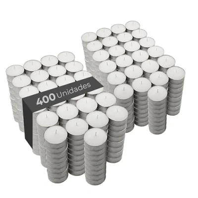 Image de COM FORT HOUSE Bougies blanches Lot de 25, 50, 100, 200, 400 unités chauffe plat Photophore Durée 4/8 heures décoratives non parfumées