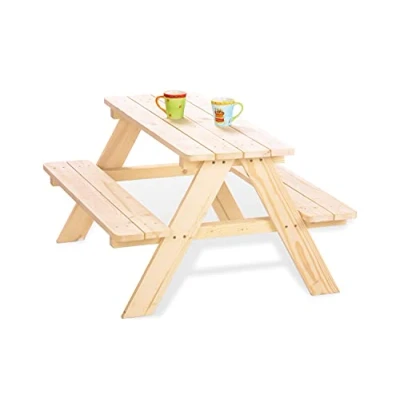 Image de Pinolino Ensemble de Table et bancs &#039;Nicki pour 4&#039;, Naturel; Massif : Bois conifère, Non traité, 2 avec 1 Table, Les Enfants à partir Ans