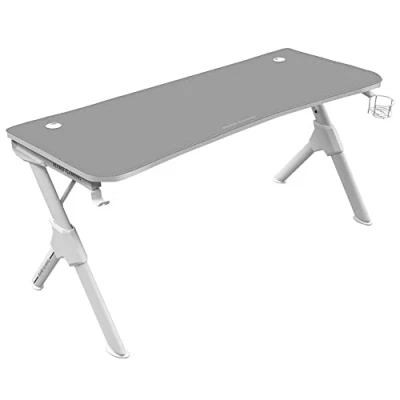 Image de Mars Gaming MGD140W Blanc, Table de Jeu 140cm, Support Casque+Boissons, Tapis Souris Total
