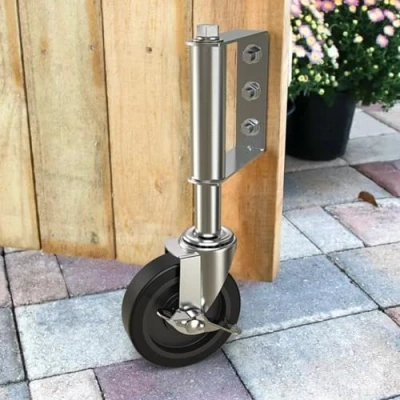 Image de HOLKIE Roue de Portail Robuste 100mm Roulettes à Ressort Pivotantes pour en Bois et Clôture Capacité 100 Kg (Argent)