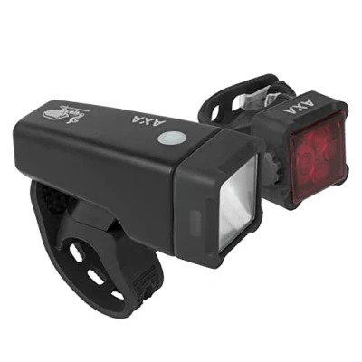 Image de AXA Niteline T4 R Éclairage vélo à LED Rechargeable, Lumière Avant et arrière, 4 Modes de luminosité, Visibilité 2 000 mètres