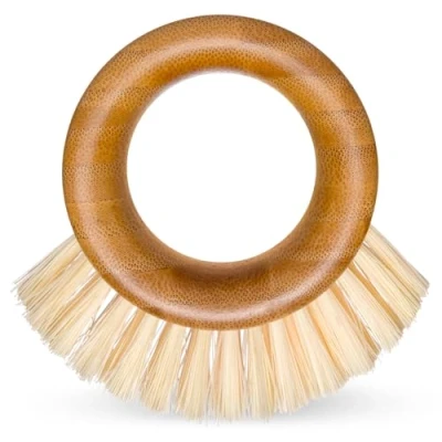 Image de Full Circle The Ring Brosse à Légumes en Bambou de Nettoyage Polyvalente Matériau Recyclé pour Fruits et Nettoyer Les Pommes Terre, Champignons Carottes