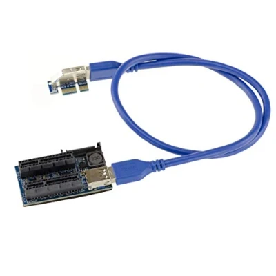 Image de Plaque d&#039;extension pour convertir un port PCI Express x1 vers 2 ports PCIe x4 avec Chipset ASM1182e