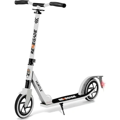 Image de Hurtle Trottinette Enfant/Adulte/Adolescent à 2 Roues avec Guidon T Bar Réglable Plateau en Alliage Antidérapant Scooter Portable pour Enfants Sangle de Transport