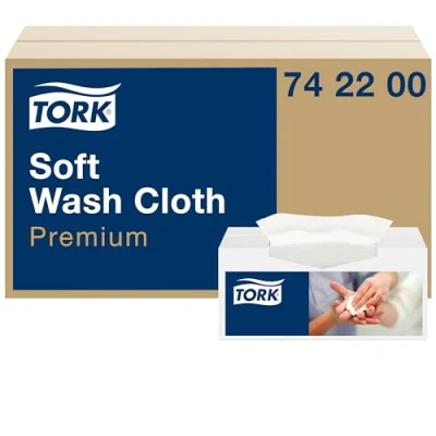 Image de Tork Carré de soins doux blanc, distribution feuille à feuille, Premium, hygiénique, 1 x 135 carrés, 742200