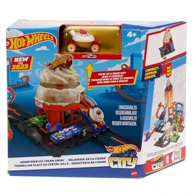Image de Hot Wheels City Coffret Ville Course Glacée 1 Voiture, Structure de Jeu à connecter d’Autres Coffrets, Jouet Enfant, Dès 4 Ans, HKX38