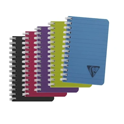 Image de Clairefontaine 329516C Collection Linicolor Intensive Un Carnet à Spirale 7,5x12 cm 100 Pages Lignées Papier Blanc 90 g Couverture Polypro Transparent Couleur Aléatoire
