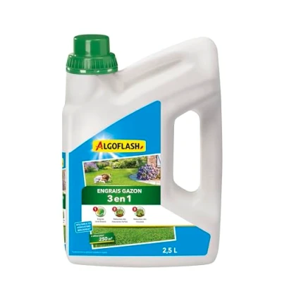 Image de Algoflash Engrais Gazon Liquide 3 en 1 à diluer, Utilisable Agriculture Biologique 2,5 L