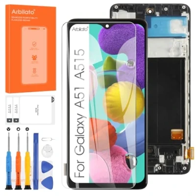 Image de OLED Écran pour Samsung Galaxy A51 4G A515 ecran de Remplacement SM A515F A515F/N A515U écran LCD Touch Digitizer Assemblage pièces réparation (Noir avec Cadre, 6,5 &quot;)