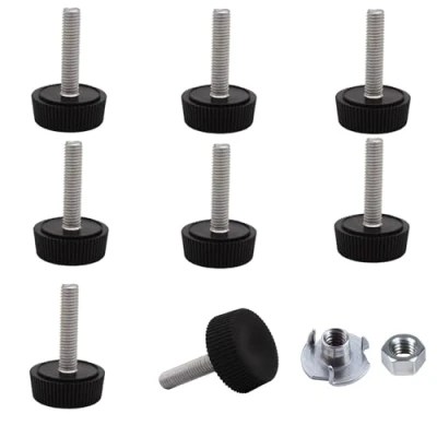 Image de SKIR&#039;CO Lot de 8 pieds nivellement meubles M5 x 20 mm, ronds réglables en métal, tige filetée M5, pied (écrous inclus)