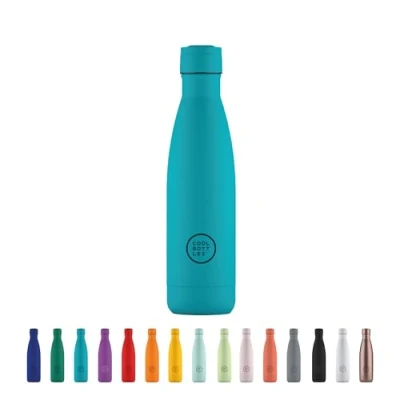 Image de Cool Bottles Bouteille en Acier Inoxidable 500 ml Vivid Turquoise 26,5 x 7 cm Isotherme Boissons froides 36 heures et chaudes 18 Triple Technology Sans BPA
