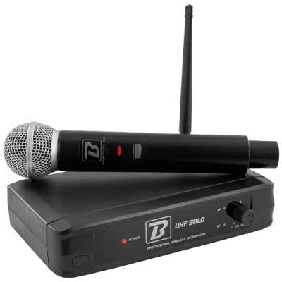 Image de Système Complet avec Microphone Main sans Fil Haute Performance BoomToneDJ UHF SOLO F1. UHF, Signal Clair, Longue Portée, Autonomie de 5h, Idéal pour Événements Live, Karaoké et Présentations