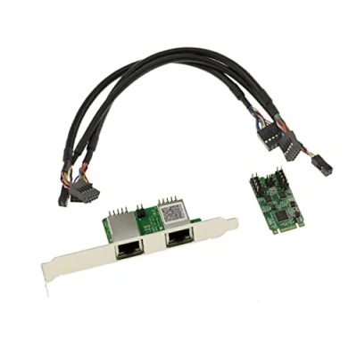 Image de KALEA INFORMATIQUE Carte M.2 2 Ports LAN GIGABIT ethernet RJ45 pour Port M2 de Type PCIe, clé M ou B+M Dual Chipset RealtekRTL8111H