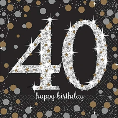 Image de Serviette 40 ans argent étincelant or 16 pièces