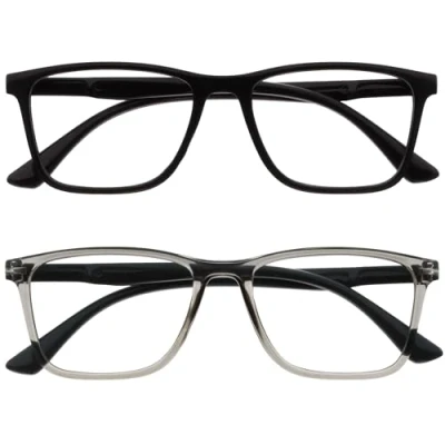 Image de OPULIZE NYX Blue Light Blocking Reading Glasses Anti Glare Computer and Gaming Eyewear 2 Pack UV Eyestrain Protection Rectangular Frame Black Grey Men Women + 1.00