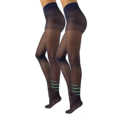 Image de CALZITALY PACK 1/2 Paires Collants de Contention avec Compression Forte 10 mm/Hg, S, M, L, XL, XXL, 3XL, 4XL 70 DEN Made in Italy (4XL, 2 X Bleu)