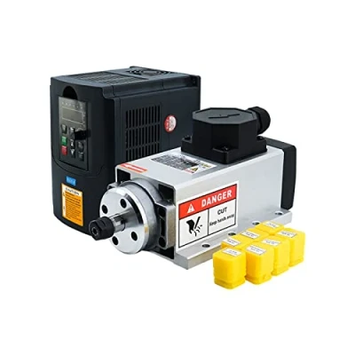 Image de Moteur mandrin CNC 1,5 kW 1500 W 220 V 400 Hz 24 000 tr/min refroidi à l&#039;air avec VFD + 7 pinces ER11 pièces (1 mm).