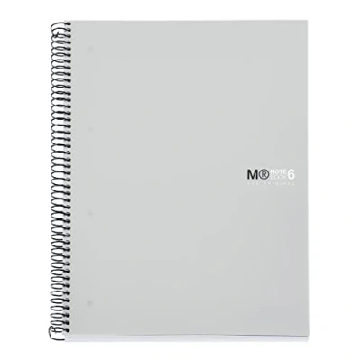 Image de Miquelrius Carnet L&#039;Original, 6 Bandes Couleurs, A4, 150 Feuilles Quadrillées 5 mm, Papier Microperforé 70 g, 4 Trous, Couverture Polypropylène Opaque, Couleur Gris