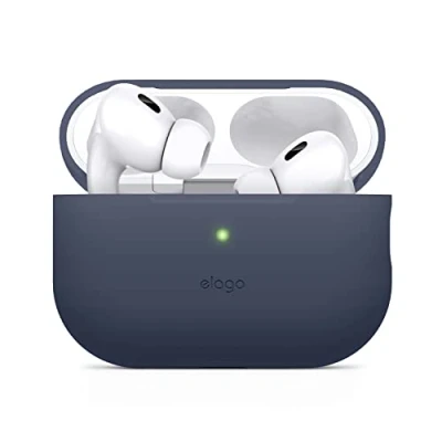 Image de elago Coque en Silicone Compatible avec Apple AirPods Pro 2ème Génération Étui, Etui Housse de Protection, LED Frontale Visible, Prise Charge sans Fil (Bleu)