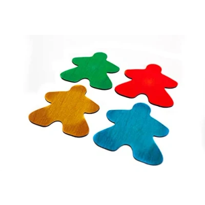 Image de Mug Coasters Meeples Bleu, Jaune, Vert, Rouge 4 Pièces