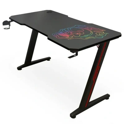 Image de Amstrad AMS DESK120Z SKRAIN Bureau informatique gamer Largeur 1m20 Finition carbone Design tête de mort arc en ciel Neuf