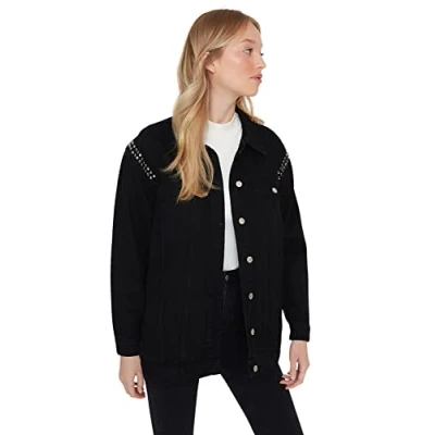 Image de Trendyol Manteau uni à col revers pour femme, noir, taille 38, Noir