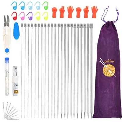 Image de 50 Pièces Ensemble d&#039;Aiguilles à Tricoter en Alliage d&#039;Aluminium Aiguilles Kits de Tricot pour Accessoires d&#039;Artisanat Chandail Jersey Écharpe