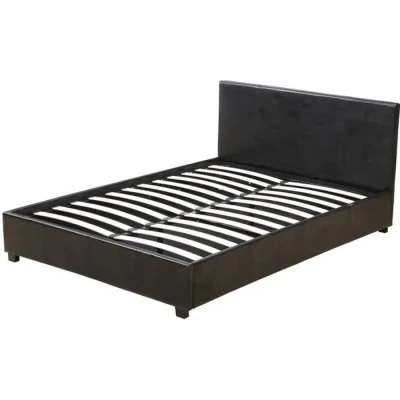 Image de Habitat et Jardin Lit Double Carla en Simili Noir avec Coffre Rangements 140 x 190 cm Cadre de 2 Places Design Sommier à Lattes Tête Inclus