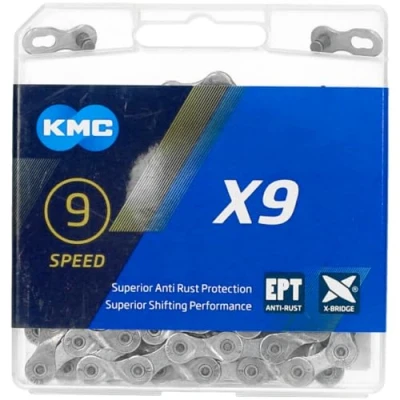Image de KMC 12nr DLC Black X9 EPT Chaîne 9 Vitesses 1/2&quot; x 11/128&quot;, 114 maillons, Argent Unisexe Adulte