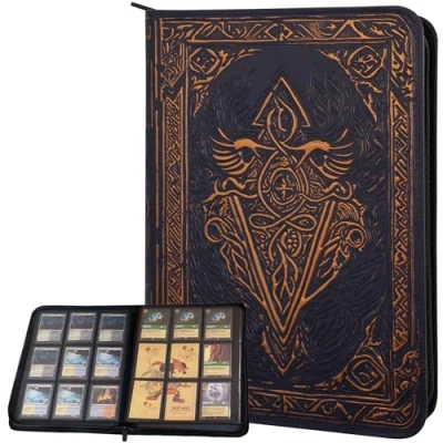 Image de Classeur Carte à Collectionner Card Binder Album/Portfolio 9 Pochettes/Range Pour TCG/Reliure Latérale 360 Cartes en Cuir PU 3D MTG, Disney Lorcana, Magic The Gathering Livre Cadeau