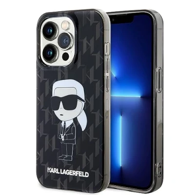 Image de CG MOBILE Karl Lagerfeld IKonIK Monogram Coque Rigide pour iPhone 15 Pro Max (Noir)