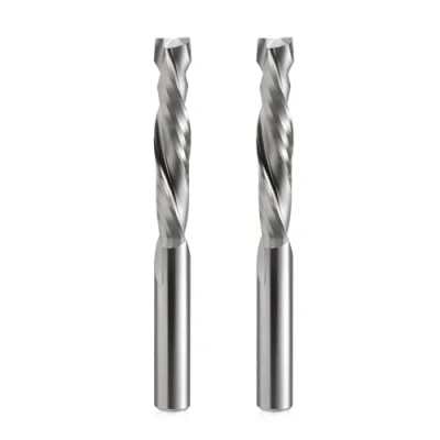 Image de EU_HOZLY Lot de 2 fraises hélicoïdales compression Up&amp;Down Diamètre coupe : 8 mm Tige Longueur 42 Fraise à queue CNC Pour sculpture sur bois, gravure