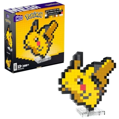Image de MEGA Pokémon Coffret Construction Pikachu, Figurine Articulée, Style Rétro Pixélisé, 15 Cm, Décoration Murale Ou Table, 400 Pièces, À Collectionner, Jouet Enfant, A Partir De 7 Ans, HTH74