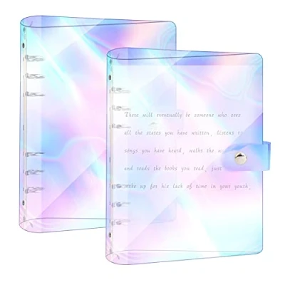 Image de 2 Pcs Couverture de Reliure A5 à 6 Anneaux Protection pour Carnet Notes PVC Souple Transparent Rechargeable Format Standard avec Trous Classeurs Étanche
