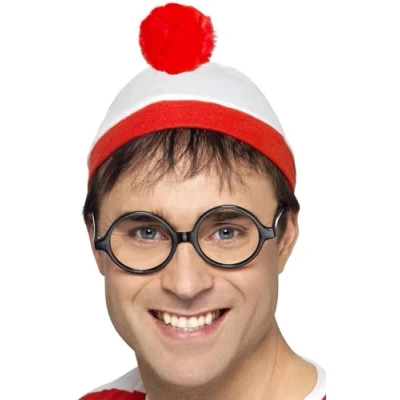 Image de Smiffys Où est Charlie ? Kit instantané, Rouge et blanc, avec chapeau lunettes