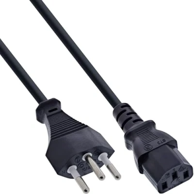 Image de InLine Câble d&#039;alimentation SEV 1011 (P) pour IEC 60320 C13 250 V 10 A 3 m noir Suisse