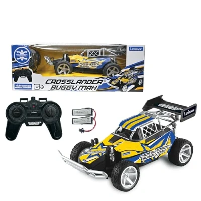 Image de Lexibook, Crosslander® Buggy Max, radiocommandé Tout Terrain, jusqu&#039;à 15 km/h, télécommande et 2 Batteries incluses, Rechargeable, Bleu/Jaune, RC22