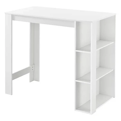 Image de [en.casa] Table de Bar Design avec Surfaces Rangement Bistrot 3 Étagères Panneaux Particules 120 x 60 106 cm Blanc