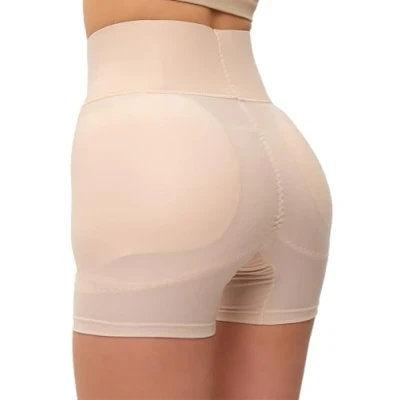 Image de Sodacoda Boxer moulant à effet ventre plat pour femmes avec inserts amovibles épais et chauds les fesses crevassées hanches rondes Beige Small