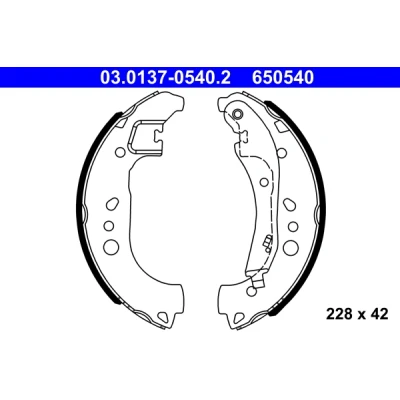 Image de ATE 03.0137 0540.2 Mâchoires De Frein 228 42 avec levier SEAT: IBIZA 5, Arona, VOLKSWAGEN: Polo VI