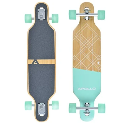 Image de Apollo Longboard édition spéciale Board Complet y Inclus Outil en Forme de T, avec roulements à Billes ABEC High Speed, Drop Through Freeride Skaten Cruiser Boards
