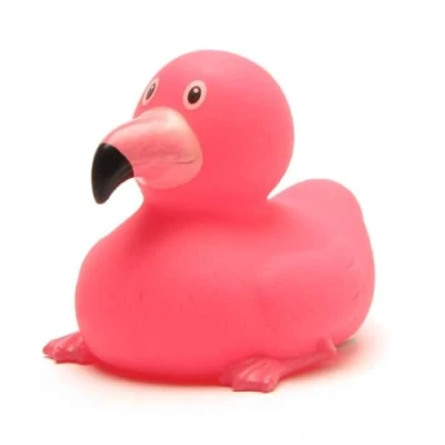 Image de Duckshop canard de bain flamant rose I couineur L : 7,5 cm Porte clés en caoutchouc inclus