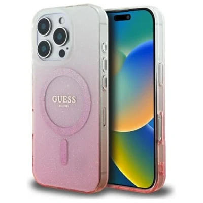 Image de Étui Guess pour iPhone 16 Pro 6.3 rose étui rigide IML Glitter Gradient MagSafe Neuf