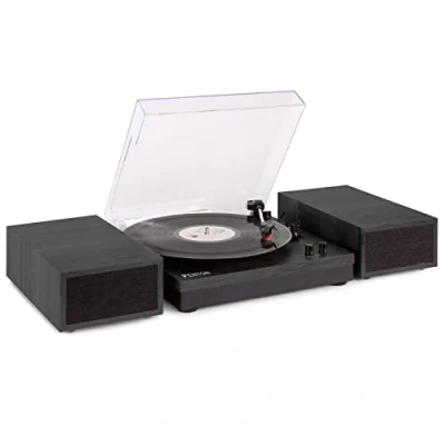 Image de Fenton RP165B Platine Vinyle Bluetooth avec 2 Haut Parleurs Stéréo Noir/Gris, Lecture 33, 45 et 78 Tours, Système HiFi, Sortie RCA, Une Rétro Idéale pour Décorer Écouter Vos Vinyles
