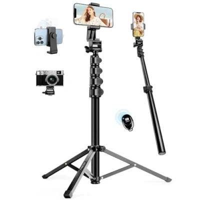 Image de JOILCAN Trépied Smartphone, 177,8 cm Extensible de Téléphone avec Télécommandeet Support pour Portable, Selfie Stick Trepied Compatible iPhone 15/14/13 Pro, All Phones/Cameras