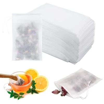 Image de 600Pièces Sachet pour Thé, De Thé 7 * 9CM The A Remplir Jetable Sachets Jetables avec Cordon Le Fleurs, Café, Les Épices, Etc. (7 9CM)
