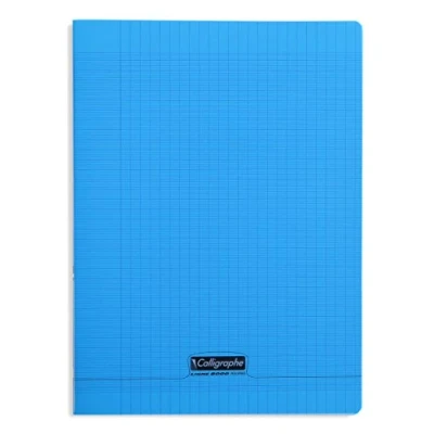 Image de Calligraphe 18392C Un Cahier Agrafé Bleu (une Marque de Clairefontaine) 24x32 cm 192 Pages Grands Carreaux Papier Blanc 90 g Couverture Polypro Transparent
