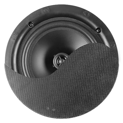Image de Power Dynamics NCSS6B Enceinte de Plafond 100V 6,5&quot; 30 Watts Noir, 8 Ohms, Grille Métallique, Haut Parleur avec Système Fixation Rapide, Idéal pour Installation Public Address