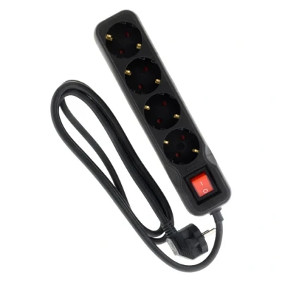 Image de Multiprise avec interrupteur 4 prises Schuko 16A Noir Zenitech