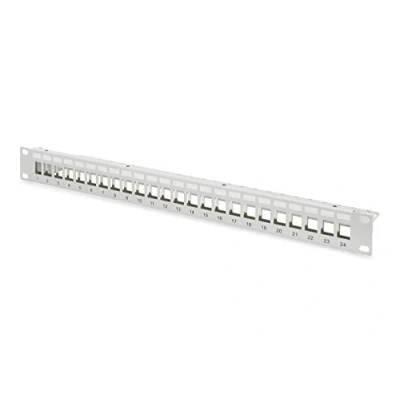 Image de Digitus Panneau de Brassage (Patch Panel) Modulaire pour modules Keystone 19 inch 24 Port Blindé Montage en Rack 1U V1 Gris